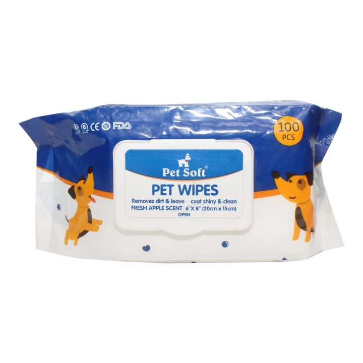 Pet Soft Pet Wipes 100Pcs 6"X8"