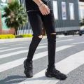 Black Skinny Knee Cut Jeans For Men - Black | Multisize | Fashion | Jeans For Men | Pants For Men | Men'S Wear |. 