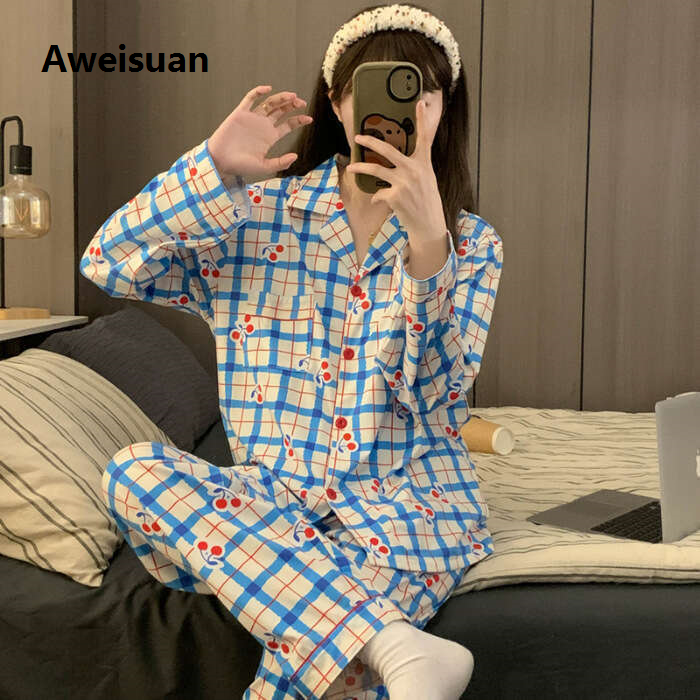 Aweisuan%20Autumn%20new%20women's%20double%20long%20cardigan%20with%20a%20lapel%20simple%20style%20home%20wear%20imitation%20cotton%20comfortable%20and%20soft%20casual%20pajamas%20-%20Image%202