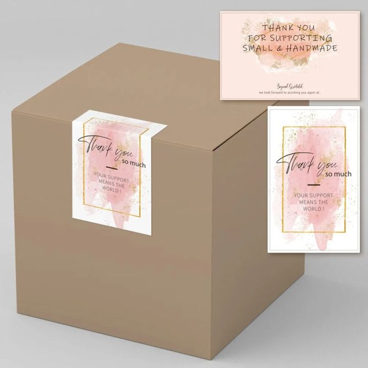 Artsy Home 60pcs Pink Rectangle Cute Thank You Stickers for Business Gift Box Packaging Decoration Sealing Label Sticker