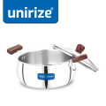 "Unirize Triply Wooden Handle Handi with Glass Lid 4 Liter". 