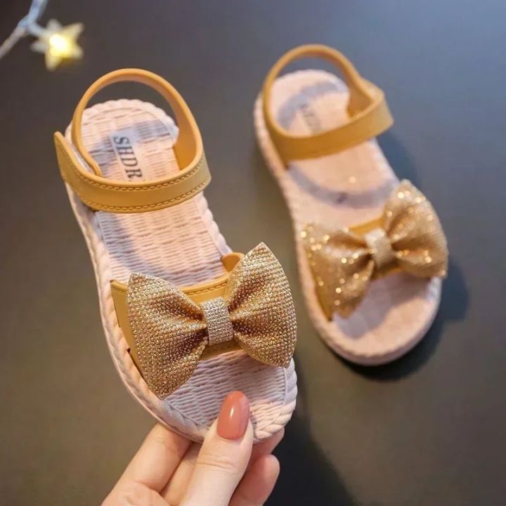 añNi Beach Shoes Shoes Casual Fashion Shoes Sandals Summers 2024 Luxury Sandalias Princess Kids Bow Tie Girls Non Slip Kids Zapatos
