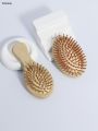Sutuiying 2pcs portable bamboo and wood brush massage comb anti-static Luxury scalp comb safety airbag hair styling comb. 