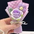 Qixi Festival Handheld Small Finished Knitted Suower Yarn Woven Handicraft Teachers Day Event Artificial Flower Bouquet. 