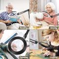 Magnifying Glass with Light and Bracket,3 Color Modes Stepless Dimmable LED Desk Lamp, Used for Reading and Repairing. 