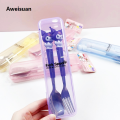 amorol utensils Cinn children's tableware HAweisuan Sanrio ello Kitty Luxury Melody Kuromi silicone handle meal l forks and spoons for children. 