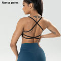 Seamless Female Underwear Scoop Neck Open Back Yoga Bra Sports Push Up Bras Gym Running Women's Crop Tops. 