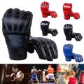 Durable Half Finger Boxing Gloves Wear Resistant Karate Muay Thai Training Punching Gloves PU Taekwondo Gloves for Men Women. 