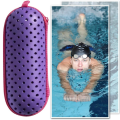 Dark Blue Swimming Goggle Case, Goggle Protection Case with Clip, Drainage Hole, Zippered Goggles Case Easy Install Easy to Use. 