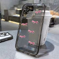 Pink Bow Soft Silicone Phone Case For iPhone 15 Pro Max Case iPhone 14 13 12 11 XS XR X 7 8 Plus 15 Transparent Shockproof Cover. 