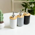 Modern Refillable Bamboo Soap Dispenser Hand Press Type Empty Liquid Soap Container Plastic Pump Portable Bath Lotion Pump Jar Home. 