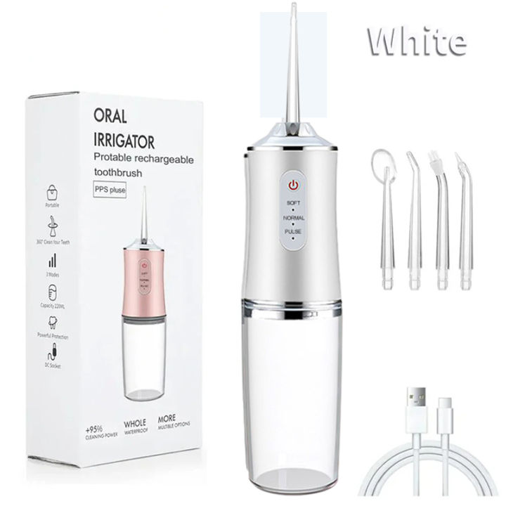 Electric Dental Oral Irrigator Water Flosser Pick for Teeth Cleaner Thread Mouth Washing Machine 4 Nozzles Dental Floss Jet