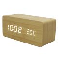 Wooden Digital Alarm Clock with Wireless Charging. 