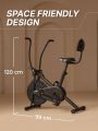 BODy GYM Dual Action Air Bike/Exercise Bike for Home |Gym Cycle for Workout With Adjustable Cushioned Seat | Non-Slip Pedals | Moving Handles Black Gym Bike, Max user weight 120 KG. 