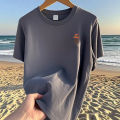 Cross border 2025 summer new men's t-shirt round neck short sleeve loose trend fashion print versatile casual top. 