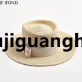 Xujiguanghui NEW Spring Summer Straw Hats for Women Round Bumpy Surface Flat Top Bowknot Dress Cap Travel Beach Sun Hat Gorra. 