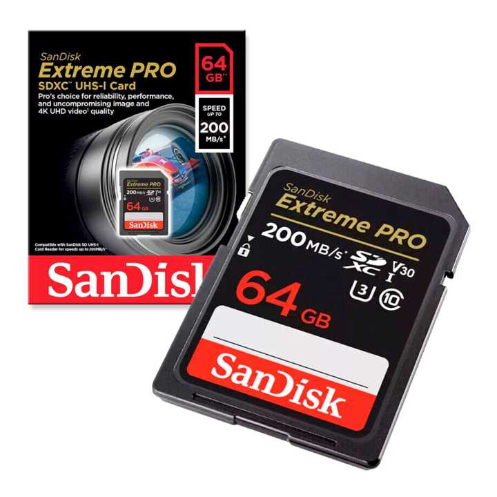 64Gb Extreme Pro Sdxc Uhs-i Memory Card - C10, U3, V30, 4K Uhd, Sd Card