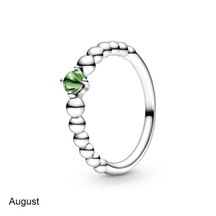 2023%20New%20925%20Silver%2012%20Months%20Colorful%20Birthstone%20Beaded%20With%20Crystal%20Pandor%20Rings%20For%20Women%20Birthday%20Gift%20Fine%20Jewelry%20-%20Image%204
