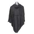 Plain Dark Grey Pashmina Panchoo For Women. 