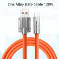 Type C USB Cable 120W Extra Thick Data Transferring and Charging Cable for Smartphone and Tablet Zinc Alloy and Silicone Phone Charger Type C Cable and Quick Transferring. 