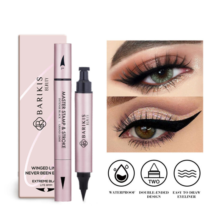 Linman Yuanyan 2 Pens Winged Eyeliner Stamp Black Brown Liquid Eyeliner PFifty percent discount en Triangle Seal 2-in-1 Waterproof Makeup Kit With Eye Liner Pencil