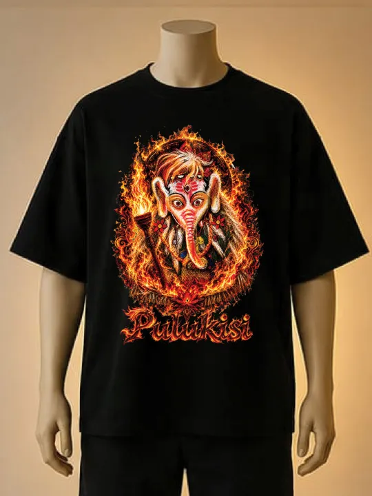 Puluski%20Divine%20Ganesha%20Blue,%20Brown,%20Black%20color%20Printed%20T-Shirt%20-%20Image%202