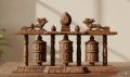 Om Mane Prayer - Tibetan Prayer Wheel Set - 42*16*10cm / 1.5kg / Handcrafted Wooden– Spiritual Elegance for Your Home. 