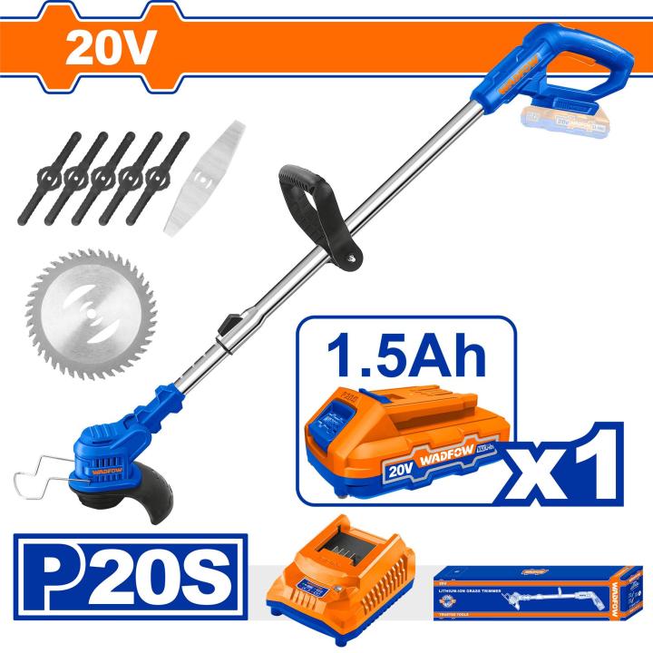 Grass Cutter Cordless Lithium-Ion 20V Wadfow Brand Brush Cutter Trimmer
