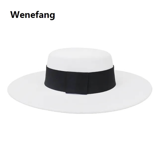 Wenefang%20French%20Women's%20Hat%20Big%20Wide%20Brim%2010CM%20Fedora%20Hat%20Winter%20Wool%20Derby%20Wedding%20Jazz%20Hats%20Flat%20Top%20Felt%20Hat%20-%20Image%208