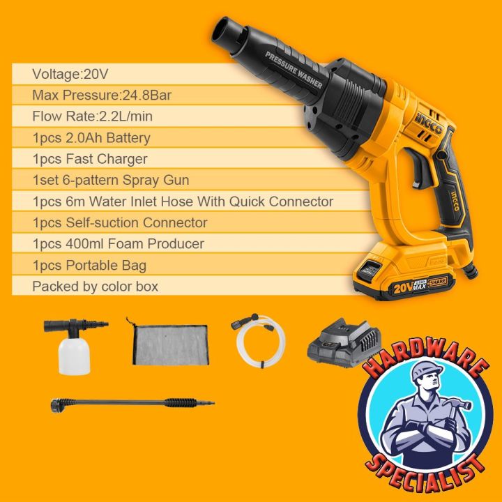 Ingco%20P20S%20Cordless%20Lithium-Ion%20Pressure%20Washer%20with%206-Pattern%20Spray%20Gun%20-%20Image%205