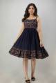 Women Fit and Flare Dark Blue Dress one piece Traditional Ethnic wear for Occasion Casual Festive Party  comfy wear. 