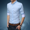 Emperor Chuangzhe 1306-Business Long Sleeve Shirt Korean Plaid Casual Slim Fit No Iron Thin Men's Shirt Fashion. 