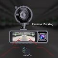 2.5K Car DVR Dash Camera Front/Inside/Rear 3-Lens Driving Recorder 3.16 Inch Screen Dashcam. 