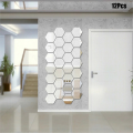 12Pcs/Set 3D Mirror Wall Stickers Home Decor Hexagon Acrylic Mirror Sticker DIY Mural Removable Room Decal. 