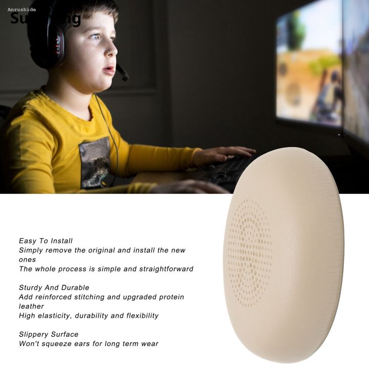 Sutuiying Fashion Anrushide Earphone Ear Cushion Headphone Earpads Professional Protein Leather Portable Replacement Ear Pad Cushions for Jabra ELITE 45h Headphones