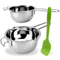 2 Pack Double Boiler Melting Pot with Silicone Spatula for Butter for Chocolate Candy Butter Cheese (400ML and 600 ML). 