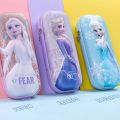 Cartoon Frozen Anna Elsa Pen Bag Snowflake Zipper Exquisite Stationery Organizer Dirt-proof EVA Pen Storage Bag Students. 