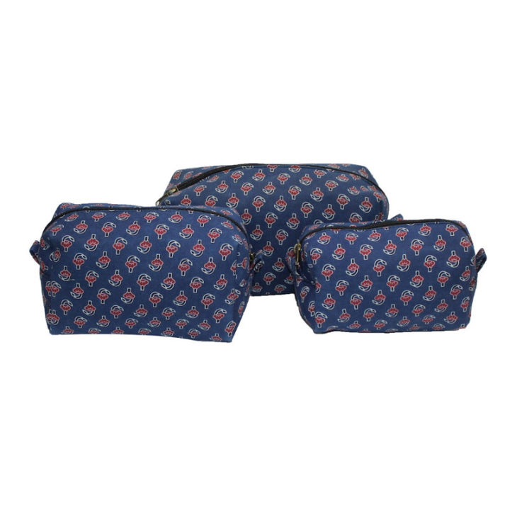 Toiletry/Cosmetic Pouch 3 In 1 Hand Block Print