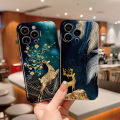 UCUC for Realme 9 Pro / OnePlus Nord CE 2 Lite 5G Back Cover Golden Deer Luxury Glossy Hard Plastic Phone Cases. 