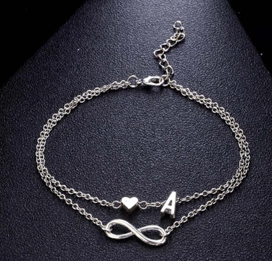 1 Piece Vintage Heart Letters Anklets Leg Bracelets Set Alphabet Anklets Barefoot Ankle Chain Ankles Bracelets for Women (Best Gift Ever)