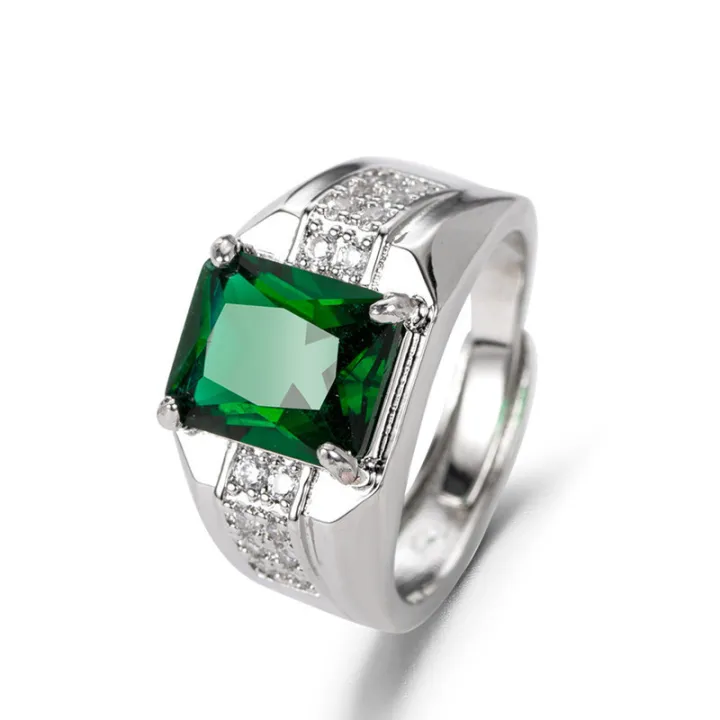 %E3%80%90Mega%20Men's%20Sapphire%20Diamond%20Green%20Tapered%20Crystal%20Trendy%20Men's%20Aggressive%20Adjustable%20Ring%20-%20Image%205