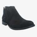 Black Pointed Suede Leather Chelsea Boots For Men. 