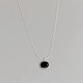 BF CLUB Silver Color Necklace For Women Black Stone Engagement Fine Jewelry Wedding Party Birthday Gift. 
