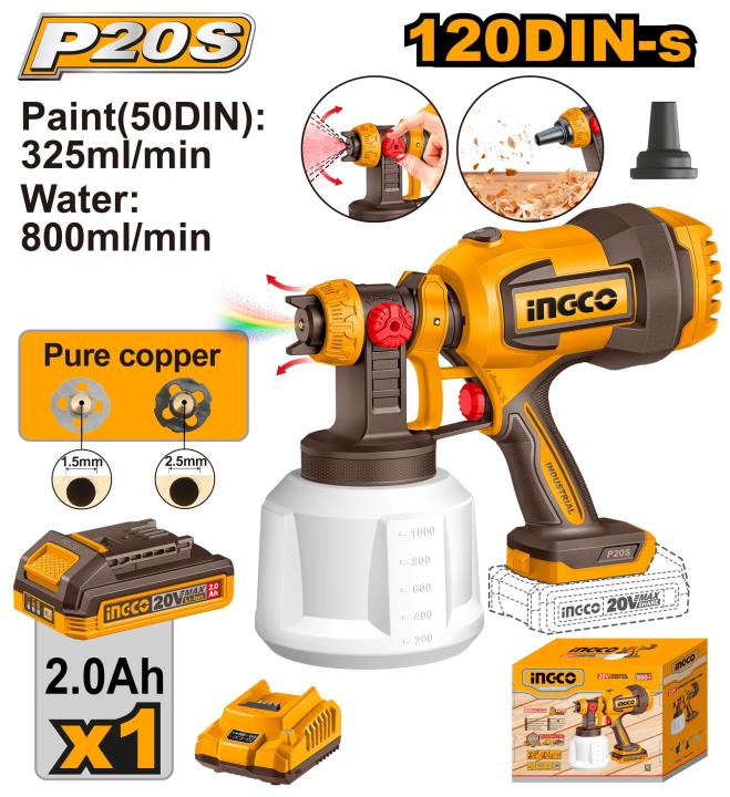 Ingco Brand 20V Lithium-Ion Cordless Paint Spray Machine
