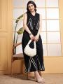 Classic Black Cotton Flex Sleeveless CoOrd Set for Women By Sapnaaz Fashion. 