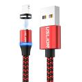 USLION Magnetic USB Cable Fast Charging Nylon Braided with Aluminum Alloy Connector, Red, Type-C, Lightning, Micro USB Compatible. 