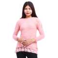 Peach Color Woolen Round Neck Full Sleeves Plain Sweater For Women. 
