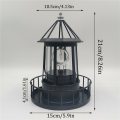 Rotating Beacon Light Iron Solar Adornment Lighthouse Garden Decor Lighthouse-Shaped Landscape Lamp. 
