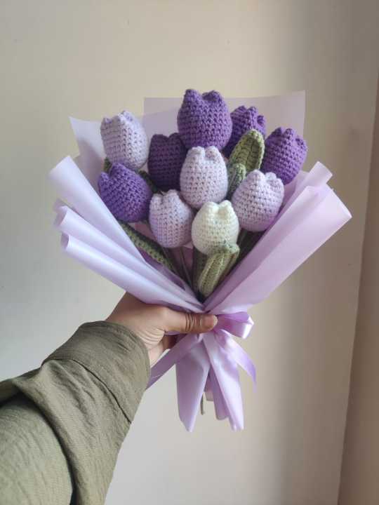Handmade Purple Shade Tulip Crochet Bouquet
