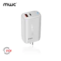 MWC 45W Dual Port (A+C) GaN Charging Adapter | MUCA45W | Compatible with All Brands | USB-A + USB-C Dual Port - White. 